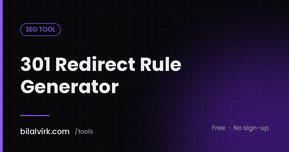 301 Redirect Rule Generator